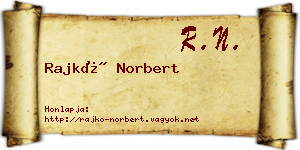 Rajkó Norbert névjegykártya